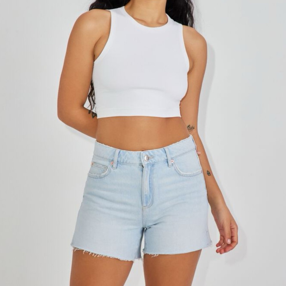 Garage High Waist Light Blue Denim Shorts